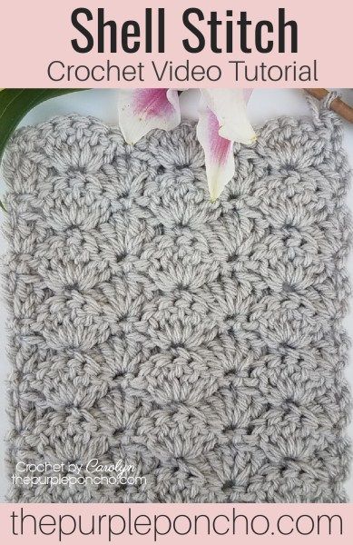 Crochet Shell, Poncho Design, Crochet Shell Stitch, Crochet Stitches For Blankets, Basic Crochet, Shell Stitch, Crochet Stitches Video, Learn How To Crochet, Crochet Videos Tutorials