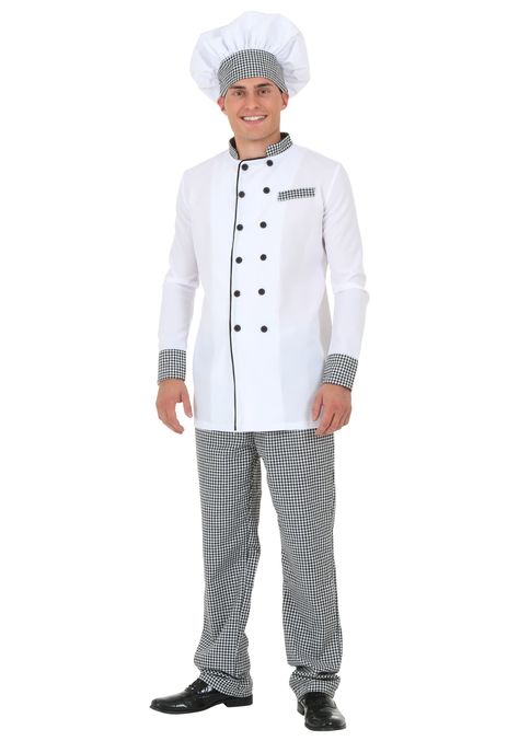 Chef Outfit, Chef Costume, Chef Jackets, Chef Shirts, Chef Uniform, Chef Clothes, Gingham Pants, Chefs Hat, Mens Costumes