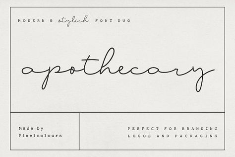 Apothecary Script Font Duo by pixelcolours on @creativemarket Botanical Labels, Monoline Font, Feminine Fonts, Romantic Fonts, Papel Vintage, Antique Typewriter, Font Duo, Typewriter Font, Stylish Fonts