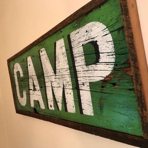 Camp Signs Wooden, Camp Signage, Sign Lettering Fonts, Camp Signs, Camp Birthday, Vintage Shop Display, Vintage Wood Signs, Camp House, Camp Theme