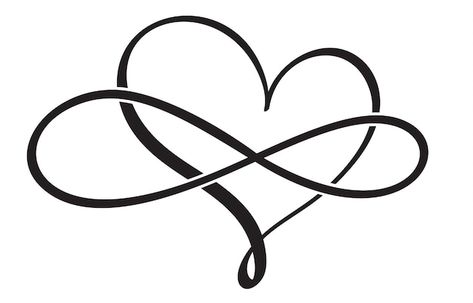 Heart And Infinity Tattoo, Heart With Infinity Tattoo, Calligraphy Vintage, Love Symbol Tattoos, Flourish Calligraphy, Infinity Tattoo Designs, Hugs And Kisses Quotes, Tattoos Infinity, Dog Paw Tattoo