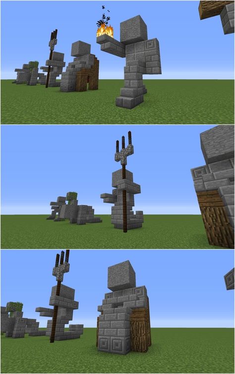 Stone Minecraft Builds, Minecraft Stone Builds, Minecraft Stone Statues, Greek Minecraft Builds, Minecraft Statues Small, Greek Minecraft, Minecraft Statue Ideas, Minecraft Kale, Château Minecraft