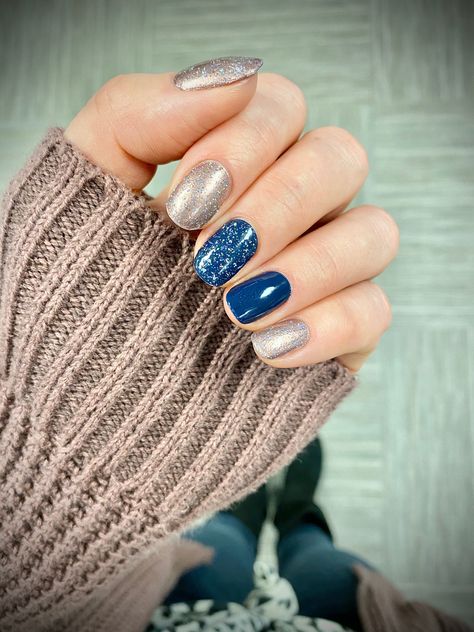 Color Street Us Navy, Color Street Us Navy Combo, Color Street Blue Mixed Mani, Gratitude Is Everything Color Street, Color Street Mani, Blue Color Street Combos, Winter Colorstreet Combos, Winter Color Street Nails Ideas, Color Street Combos