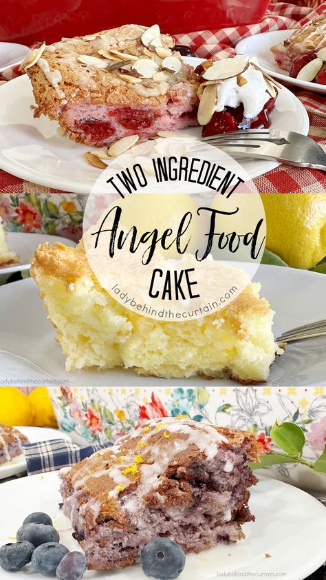 Angel Food Cake Hacks, Recipes With Angel Food Cake, Box Angel Food Cake Recipes, Two Ingredient Cakes, Easy To Make Cake, Angel Food Cake Mix, 2 Ingredient Cakes, Waffle Cone Recipe, Cake Light