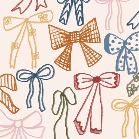 A bow compilation 🎀 December Drawings, Bows Illustration, Decorate Book, Ipad Pictures, Xmas Collage, Bows Aesthetic, Bow Illustration, Ribbon Illustration, Ipad Picture