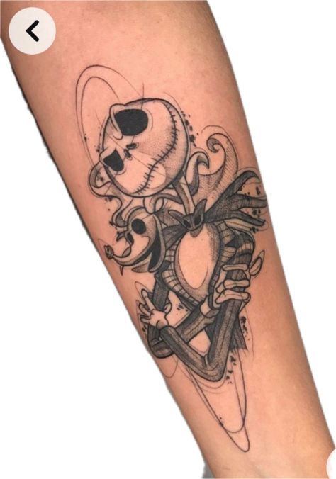 Tim Burton Tattoos For Women, The Nightmare Before Christmas Tattoo Ideas, Jack And Zero Tattoo, Jack Skellington Tattoo Stencil, Jack Skellington Tattoo Design, Uñas Jack Skellington, Jack Skellington Tattoo Ideas, Jack The Skeleton Tattoos, Jack Skeleton Tattoo