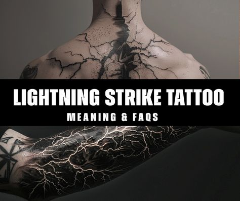 What is the symbolic meaning behind a lightning strike tattoo? Storm Cloud With Lightning Tattoo, Lightning Tattoo Meaning, Lightning Bolt Tattoo Men, Lightning Arm Tattoo, Lightning Strike Tattoo, Lightning Tattoo Design, Lightning Tattoos, Tattoo Lightning, Storm Tattoo