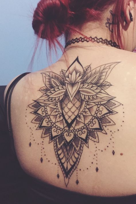 TATTOOS.ORG - Lotus mandala tattoo | Gold Coast, Australia... Lotus Mandala Tattoo, Tattoo Gold, Upper Back Tattoos, Mandala Tattoos, Full Tattoo, Back Piece Tattoo, Lotus Mandala, Sunflower Tattoos, Mandalas Painting