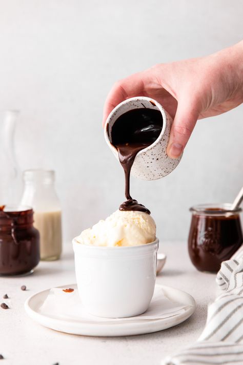 This homemade hot fudge sauce turns out perfect every time and is perfect for drizzling over your favorite ice cream. It's rich, fudgy, and packed full of chocolate flavor. You will love this recipe! Chocolate Fudge For Ice Cream, Chocolate Sauce For Ice Cream, Homemade Hot Fudge Sauce, Strawberry Cheesecake Ice Cream, Homemade Hot Fudge, Chocolate Fudge Sauce, Hot Chocolate Fudge, Homemade Truffles, Hot Fudge Sauce