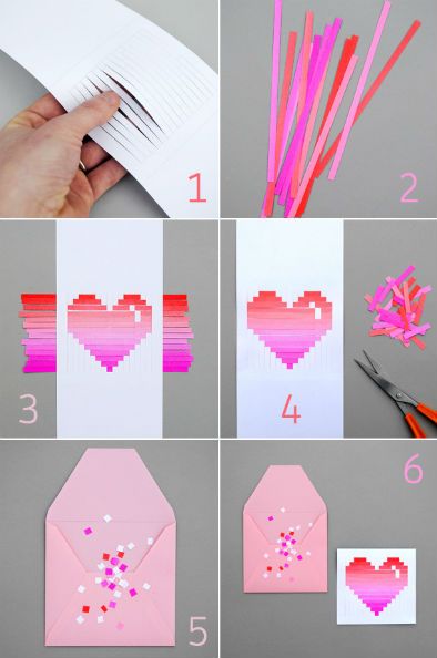 home made valentine's day card how-to Valentines Bricolage, Diy Projektit, Seni Dan Kraf, Kraf Diy, Diy Bricolage, Seni Origami, Paper Heart, Kirigami, Valentine Crafts