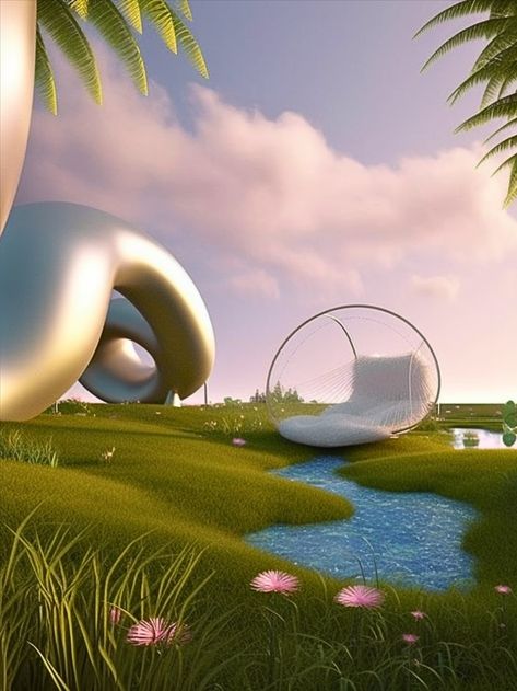 Futuristic Plants, Futuristic Nature, Futuristic Garden, Dreamscape Architecture, Futuristic Aesthetic, Conceptual Architecture, Space Artwork, 3d Landscape, Black Background Images