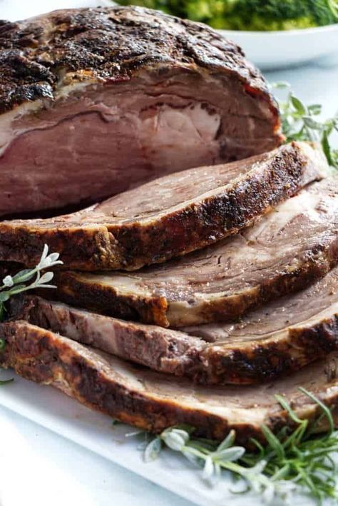 Make a Smoked Prime Rib with Dry Rub for dinner. It will be your most epic holiday meal and the beginning of a new tradition.  Our prime rib rub adds seasoning that complements the rich smokey flavor and the long, slow cook on the smoker will guarantee a perfect smoked prime rib. #smokedprimerib #grilling #holidaydinner Slow Cooker Prime Rib, Deli Roast Beef, Lamb Roast Recipe, Beef With Mushroom, Eye Of Round, Smoked Prime Rib, Carnivore Recipes, Dry Rub Recipes, Meat Diet