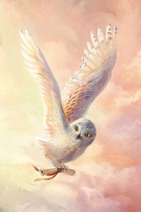 Owl Flying, Flying Owl, New Illustration, Snow Owl, Owl Illustration, Creature Artwork, White Owl, Birds Flying, Magical Creatures