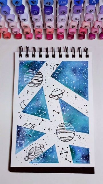 Markers Painting, Galaxy Drawings, Helloween Wallpaper, Drawing Watercolor, Galaxy Painting, Galaxy Art, Marker Drawing, Painting Watercolor, Funny Babies