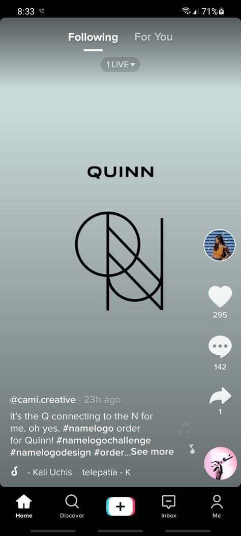 Quinn Tattoo Name, Kali Uchis, Name Tattoo, Name Tattoos, Name Logo, Tattoos And Piercings, Logo Design, Incoming Call Screenshot, ? Logo