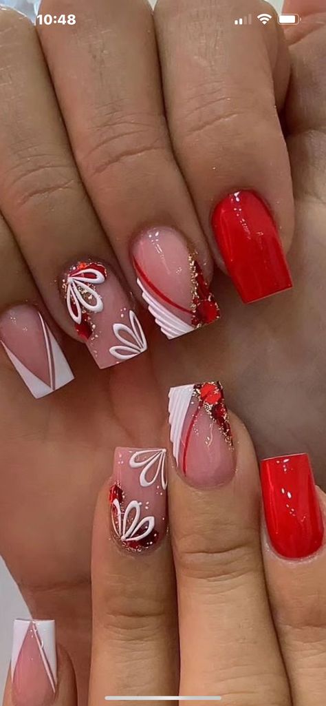 Trendy Nail Designs 2024, Canada Day Nails, 49ers Nails, Shimmery Nails, Camouflage Nails, Valentines Nail Art Designs, Metallic Nails Design, Short Coffin Nails Designs, Red Nail Art Designs