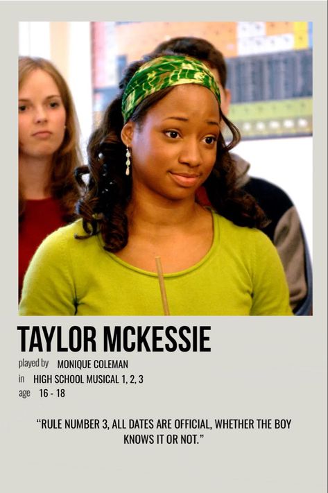 High School Musical Characters, Taylor Mckessie Outfits, Taylor High School Musical, High School Musical 2 Poster, High School Musical Poster Vintage, Taylor Mckessie, High School Musical Polaroid Poster, High School Musical Quiz, Celeb Posters