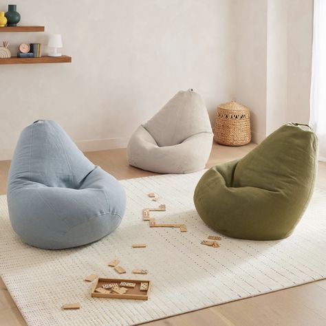 Kids Lounge Chair, Bean Bag Lounge, Modern Bean Bags, Small Bean Bags, Cool Bean Bags, West Elm Kids, Kids Bean Bags, Bean Bag Chair Kids, Playroom Design