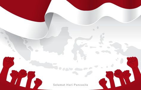 Indonesian Celebrating Pancasila Day with Indonesia Map and Flag Background Pancasila Day, Background Ppt, Creative Backdrops, Certificate Background, Background Retro, Red Background Images, Fire Photography, Graphic Design Ads, Canopy Design