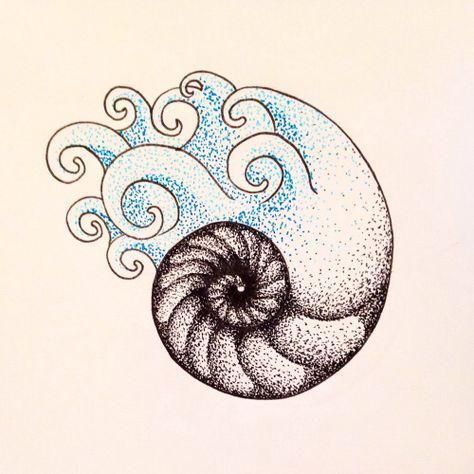 Fibonacci Fibonacci Art, Shell Tattoo, Karma Tattoo, Shell Tattoos, Hand Doodles, Circle Drawing, Doodle Drawings, Shells, Art Drawings