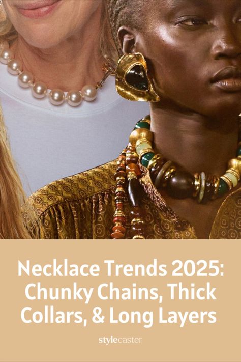 Everyone knows an outfit isn’t complete without accessories. However, there’s an accessory category we’ve all been neglecting: necklaces. #necklaces #stylingnecklaces #layeringnecklaces #statementnecklaces Statement Necklace Aesthetic, Jewelry Trends For 2025, Jewelry 2025 Trends, 2025 Jewelry Trend Forecast, 2025 Accessories Trends, Jewelry Trends 2024 2025, Trendy Pearl Necklace, 2025 Jewelry Trends, Chunky Necklaces Statement