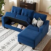 Navy Blue Sofa Living Room, Velvet L Shaped Sofa, Purple Couches, Sofa Apartment, Small Sectional Couch, Apartment Sectional, Sofa Cozy, Couch With Storage, Elegant Apartment