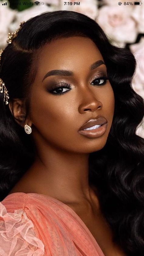 Cute Makeup Products, Black Wedding Makeup, Black Bridal Makeup, Natural Glam Makeup, Glam Wedding Makeup, Wedding Renewal, Makeup For Black Skin, Red Lip Makeup, Wedding Day Makeup