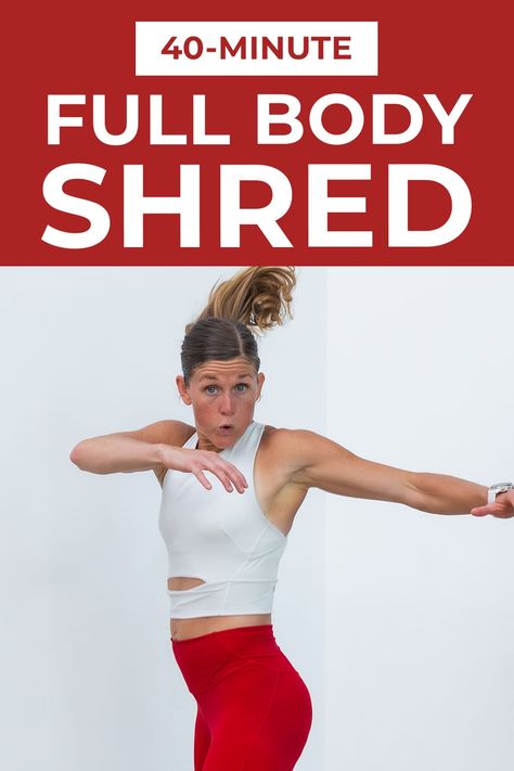 Strengthen and shred at home with this efficient Full Body Circuit Workout. Each circuit contains four dumbbell exercises: upper body, lower body, cardio and core. This popular shred format both builds strength and burns calories at home, using just a set of dumbbells. Ab Circuit Workout, Body Circuit Workout, Full Body Circuit Workout, 45 Minute Workout, Shred Workout, Circuit Training Workouts, Dumbbell Exercises, Strength Workouts, Full Body Cardio