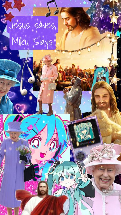 Miku And Jesus, Jesus Fanart, Live Reaction, Miku Chan, Anime Mems, Bible Stuff, Losing Faith In Humanity, Senior Quotes, Losing Faith