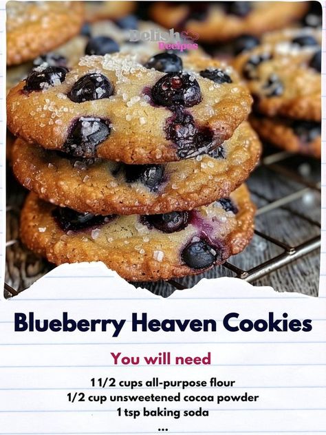 Food Gastronome | Blueberry Heaven Cookies | Facebook Blueberry Heaven Cookies, Blueberry Cookie Recipes, Blueberry Cookies Recipes, Monster Treats, Yummy Deserts, Blueberry Cookies, Blue Berry, Cookies Recipes, Homemade Cookies