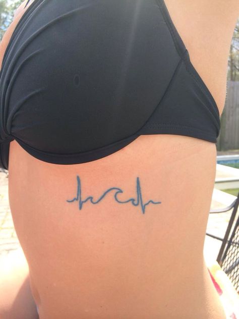 Wave heartbeat tattoo Heartbeat Tattoo, Text Tattoo, Tattoos And Piercings, The Ocean, Tattoo Quotes, Piercings, Tattoo Designs, Tattoos