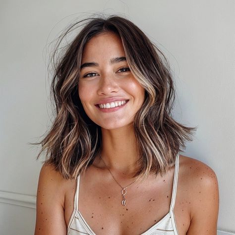 These 65 Brown Hair With Highlights Concepts Will Make You The Envy Of All Your Buddies- #Brown #Envy #Friends #Hair #Highlights #Ideas Check more at https://howcandothis.com/hairstyleideas/these-65-brown-hair-with-highlights-concepts-will-make-you-the-envy-of-all-your-buddies/ Light Brown Hair With Dimension, Short Brown Hair With Highlights, Hair Highlight Trends, Hair Highlights Ideas, Short Light Brown Hair, Brown Wavy Hair, Highlights Ideas, Hair With Highlights, Warm Skin Tone