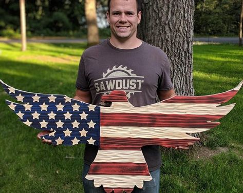 Carved wooden American flag eagle with unique chisel texture. American Flag Diy, American Flag Crafts, Flag Diy, Awesome Woodworking Ideas, American Flag Art, Flag Crafts, Rustic American Flag, American Flag Wallpaper, American Flag Decor