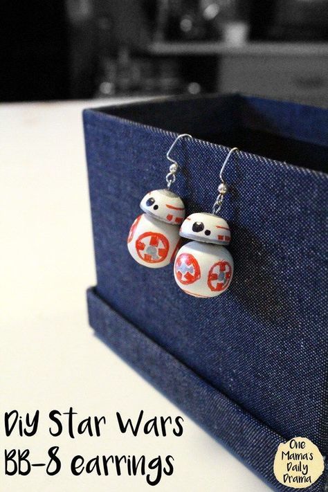 Bb8 Diy, Star Wars Earrings, Diy Star Wars, Star Wars Ring, Jewelry Organizer Diy Wall, Star Wars Jewelry, Star Wars Crafts, Diy Star, Diy Jewelry To Sell