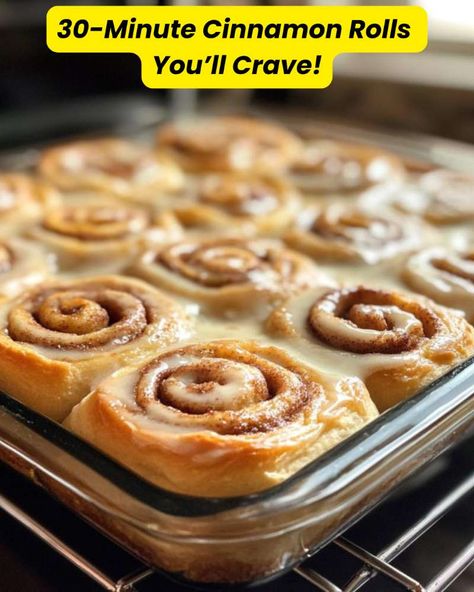 Enjoy warm, gooey cinnamon rolls in just 30 minutes with this easy recipe! Perfect for busy mornings or special occasions, these quick cinnamon rolls are a delicious treat everyone will love. Bake your way to sweet satisfaction today! Semi Homemade Cinnamon Rolls Easy Recipes, Home Cinnamon Rolls Recipe, 30 Minute Cinnamon Rolls, Fast Cinnamon Rolls Easy, Recipe For Cinnamon Rolls Easy, One Hour Cinnamon Rolls Homemade, Baked Cinnamon Rolls, Baking Powder Cinnamon Rolls, Cinnamon Rolls Homemade Quick