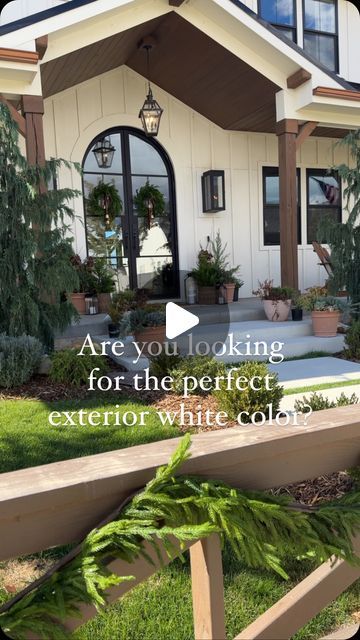 Shelby Masson | Home + Lifestyle Design on Instagram: "We searched for the perfect “White” when building our custom home.   No joke, we probably sampled 15-20 different versions all over the exterior of our home first.   Our favorite was CREAMY ✨ by @sherwinwilliams 🙌🏻 It was the perfect balance of a rich off white that was rich with not a lot of yellow undertone.   Want to shop our exterior?  Comment SHOP below to receive a DM with the link 🔗 to shop this post on my LTK ⬇ https://liketk.it/4WLW1  #exterior #exteriordesigns #exteriorpainting #exteriorpaint #interiordesign #modernfarmhouse #farmhouse #farmhouses_of_insta #farmhousechristmas #exteriordecor #homesofinstagram #homesofinsta #homeinspiration #europeanfarmhouse #europeanhome #ltkseasonal #ltkholiday #ltkhome" Magnolia Homes Exterior, White Stucco House, Stucco House, Stucco Homes, European Farmhouse, European Home, Magnolia Homes, Exterior Decor, Home Lifestyle