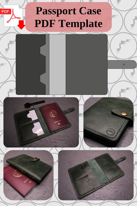 Learn how to make your own leather passport case with this step-by-step guide. All you need is a few simple tools and materials, and you'll be able to create a beautiful and practical travel essential. Diy Passport Holder, Passport Holder Pattern, Passport Template, Product Inspiration, Leather Passport Wallet, Diy Leather Projects, Leather Wallet Pattern, Leather Craft Patterns, Leather Craft Projects