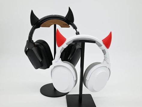 Mini Horns Attachment for Headset Tiny Imp Demon Horn Live - Etsy Canada Horn Headphones, Imp Demon, Emma Robinson, Devil Cosplay, Witchy Goth, Headphone Accessories, Biodegradable Plastic, Gamer Gifts, Velcro Straps