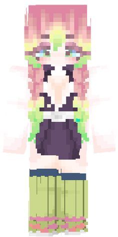 Minecraft Skins Demon, Minecraft Kawaii, Mitsuri Kanroji Demon Slayer, Minecraft Skins Female, Skin Mine, Minecraft Skins Aesthetic, Capas Minecraft, Minecraft Girl Skins, Games Aesthetic