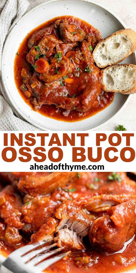 Instant Pot Osso Buco Oso Bucco Recipe Instant Pot, Instapot Beef Shank Recipe, Bone In Beef Shank Recipe Instant Pot, Osso Bucco Recipe Instant Pot, Osso Bucco Recipe Slow Cooker, Instant Pot Beef Shank, Beef Shank Recipe Instant Pot, Pork Osso Bucco Recipe, Pork Shanks Recipe