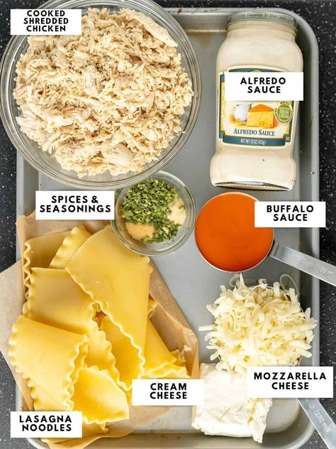 Buffalo Chicken Lasagna Rolls, Rotisserie Chicken Lasagna Recipes, Chicken Alfredo Lasagna Easy, Buffalo Chicken Lasagna Roll Ups, Lasagna With Alfredo Sauce, Chicken Lasagna Roll Ups, Buffalo Chicken Lasagna, Chicken Lasagna Rolls, Creamy Buffalo Chicken