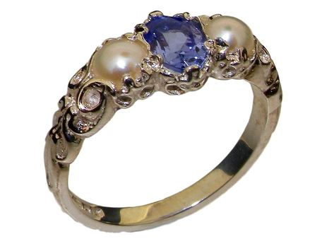 925 Sterling Silver Real Genuine Tanzanite and Cultured Pearl Womens Band Ring -- Very nice of you to have dropped by to view our image. (This is an affiliate link) #promiserings Rings Pandora, Trilogy Ring, Promise Rings For Her, Tanzanite Gemstone, Fancy Diamonds, Natural Tanzanite, Freshwater Cultured Pearls, Vintage Engagement, Three Stone Rings