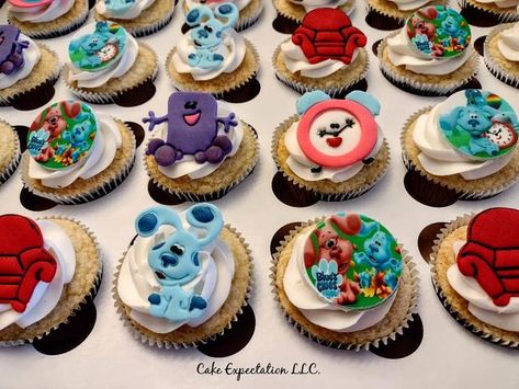 Blues Clues Cupcakes, Baby Collage, Blue Cupcakes, 1st Birthday Themes, Blue’s Clues, Blues Clues, 1st Birthday Cake, 3rd Birthday Parties, 3rd Birthday