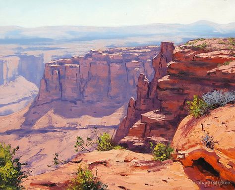 Canyon Painting, Desert Landscape Painting, Landscape Tattoo, Desert Art, Southwest Art, Landscape Plans, Traditional Landscape, Desert Landscape, The Grand Canyon