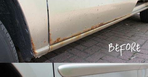 DIY Rust Removal: Make Your Beater Better! | Frugal Family Times Remove Rust Stains, Remove Rust, Cleaning Painted Walls, Rust Removal, Car Hacks, How To Remove Rust, Old Car, Clean Dishwasher, Car Shop