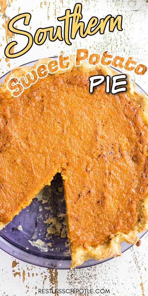 Southern sweet potato pie is an old fashioned dessert that's easy to make and full of flavor! This pie is great to make any time of the year! A classic sweet potato pie. Recipe includes my tips and tricks for the BEST pie recipe! Best Sweet Potato Pie, Southern Sweet Potato Pie, Homemade Sweet Potato Pie, Sweet Potato Pie Southern, Canning Sweet Potatoes, Dessert From Scratch, Sweet Potato Pies Recipes, Christmas Pie, Holiday Dinners