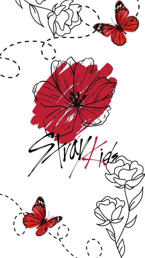 Straykids Art Wallpaper, Red Kpop Wallpaper Aesthetic, Skz Red Aesthetic Wallpaper, Straykids Red Wallpaper, Red Butterflies Wallpaper, Cute Wallpapers Butterflies, Red Stray Kids Wallpaper, Aestethic Butterfly, Red Skz Wallpaper