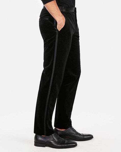 Express Slim Black Velvet Tuxedo Pant Velvet Pants Outfit Men, Velvet Pants Men, Tuxedo Pants Men, Velvet Pants Outfit, Black Velvet Pants, Tuxedo Pants, Pants Outfit Men, Velvet Trousers, Black Tuxedo