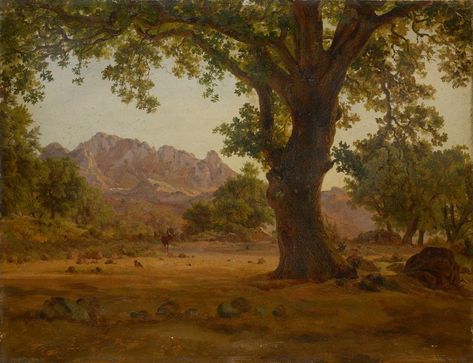 An Oak Tree in Mountainous Landscape | The Morgan Library & Museum Mountainous Landscape, Mountain Landscape Painting, Mountains Landscape, Classic Image, Classical Art, Vintage Art Prints, Oak Tree, Western Art, Mountain Landscape