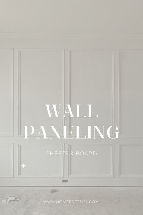 Panelling is available in two varieties: sheets and boards.

Sheets are usually 4 by 8 feet in size and boards range in width from 3 to 10 inches that might have square, tongue-and-groove, or shiplap edges.

Board thicknesses range from 3/8 to 7/8 inches with 1/2 and 3/4 inches being the most common. How To Add Wall Paneling, Wall Panning Idea, Installing Wall Paneling, Wainscoting On Textured Walls, Box Panelling, Paneling Walls Makeover, Full Wall Wainscoting, Paneling Sheets, Wall Sheets